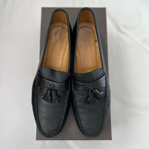 NORDSTROM Mens Black Leather Tassel Loafers Dress Shoes 8.5 Handcrafted in ITALY